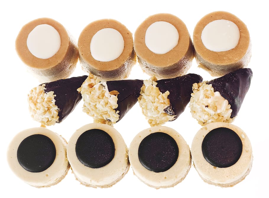 cookies, delecassy, sweets, toppings, chocolate, pastry, white background HD wallpaper