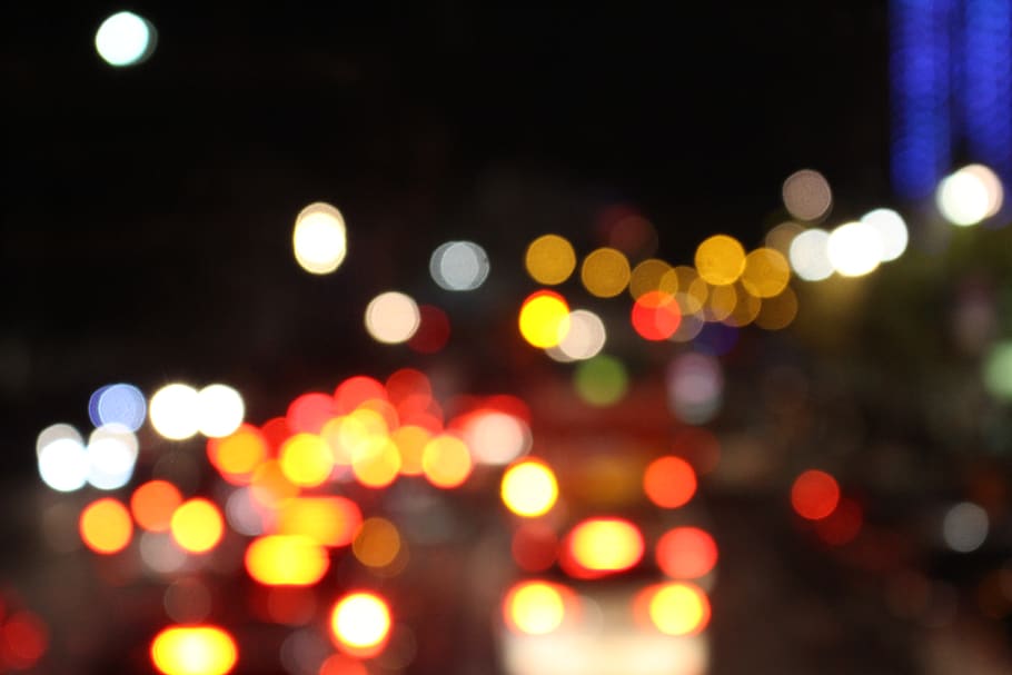 light, night, dark, black, yellow, red, white, round, traffc HD wallpaper