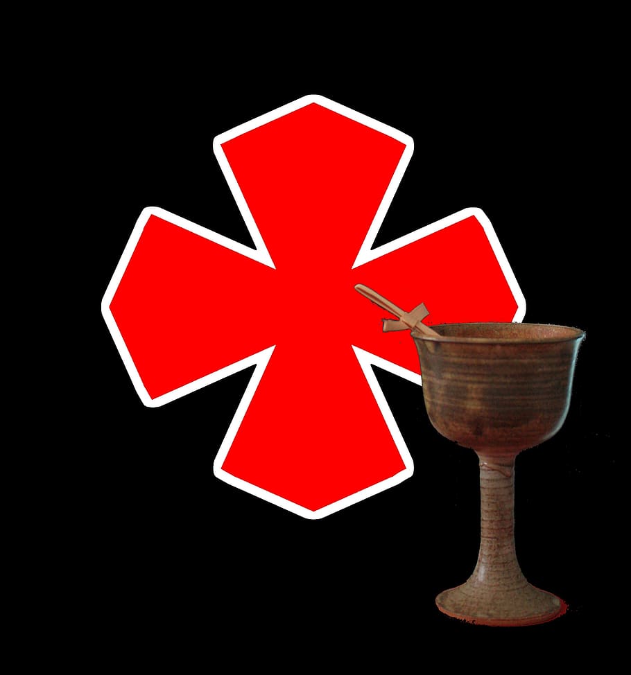 goblet, chalice, crusades, cross of saint george, holy, grail, HD wallpaper