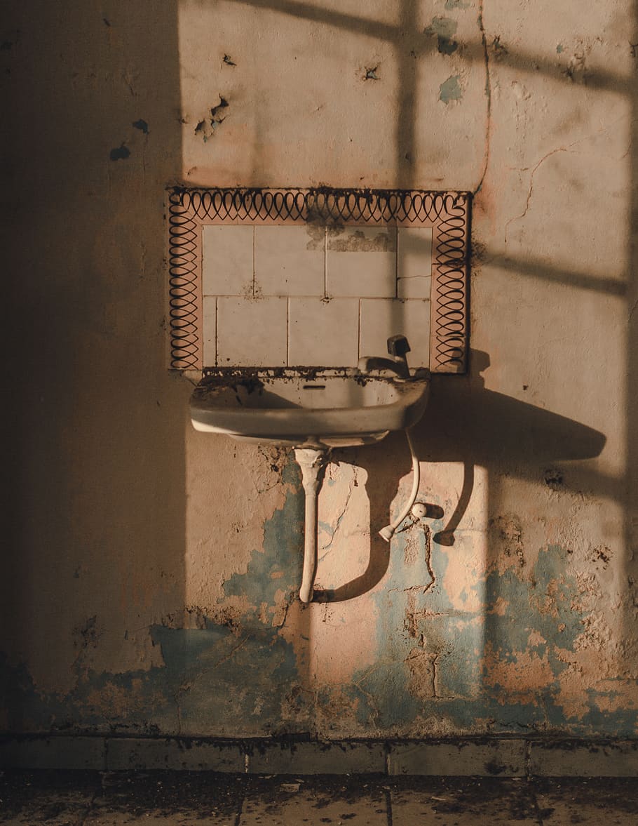 Gray Hanging Sink, abandoned, antique, architecture, art, broken HD wallpaper
