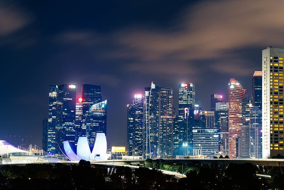 citscape at night, town, building, city, urban, high rise, downtown HD wallpaper