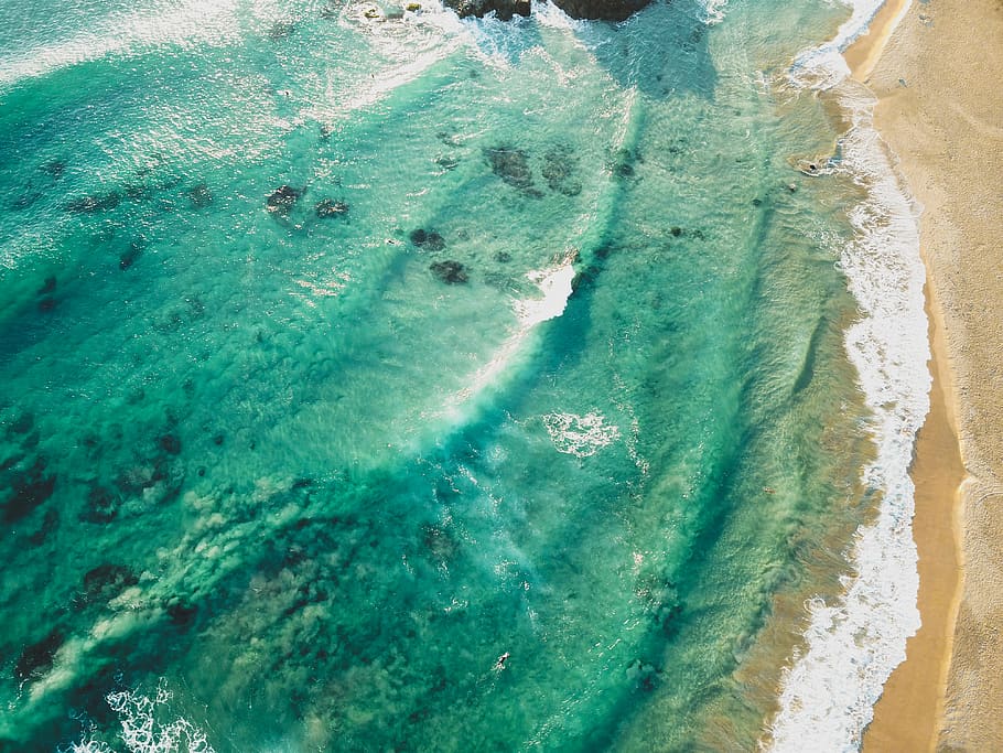 Aerial View of Seashore, aerial photography, aerial shot, beach, HD wallpaper