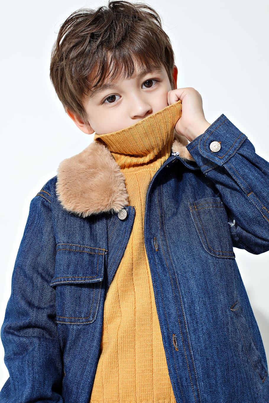 Boy Wearing Blue Denim Jacket, casual, child, cute, fashion, kid