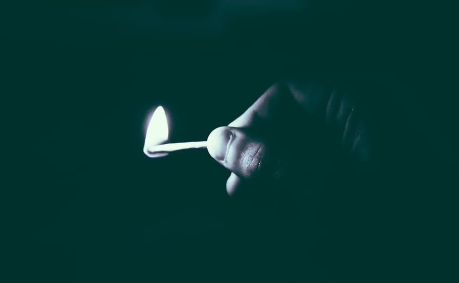 night, dark, hand, flame, fire, match, human hand, human body part HD wallpaper