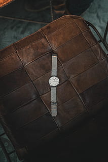 Round Silver-colored Watch on Table, accessory, antique, background HD wallpaper