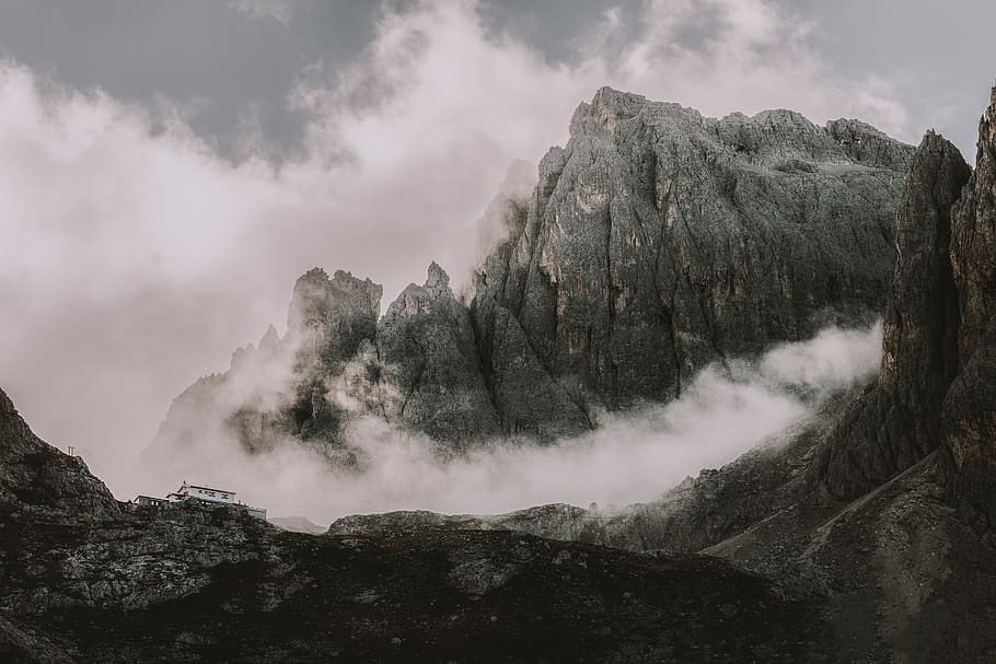 Photo of Rocky Mountains, 4k wallpaper, clouds, geological formation