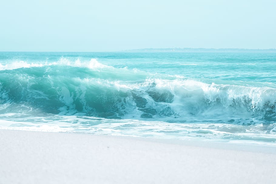sea waves during daytime, water, motion, beauty in nature, horizon over water HD wallpaper