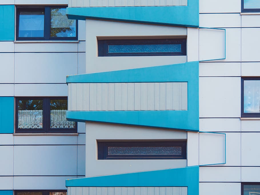 germany, düren, building, facade, windows, geometry, architecture HD wallpaper