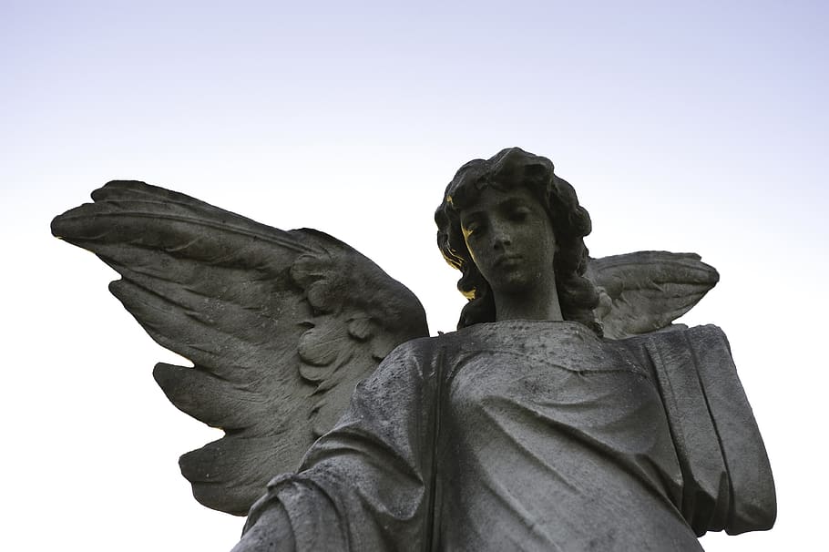 angel, statue, profile, sky, sculpture, art and craft, human representation HD wallpaper