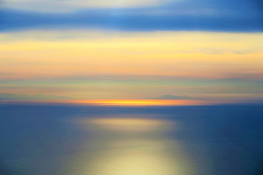 marine, reflection, water, sky, sunset, nature, in the evening HD wallpaper