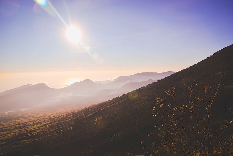 indonesia, mount rinjani, volcano, view, landscape, mountains, HD wallpaper