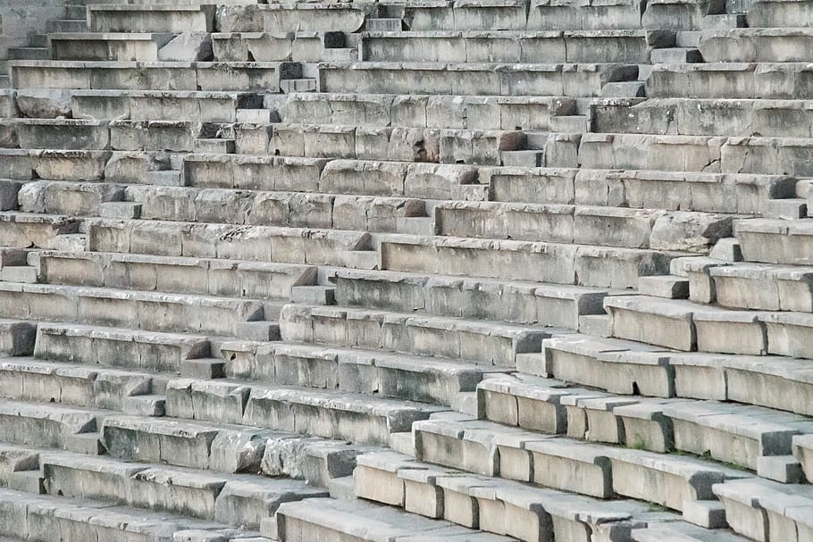 gray concrete stairs, backgrounds, full frame, pattern, architecture HD wallpaper