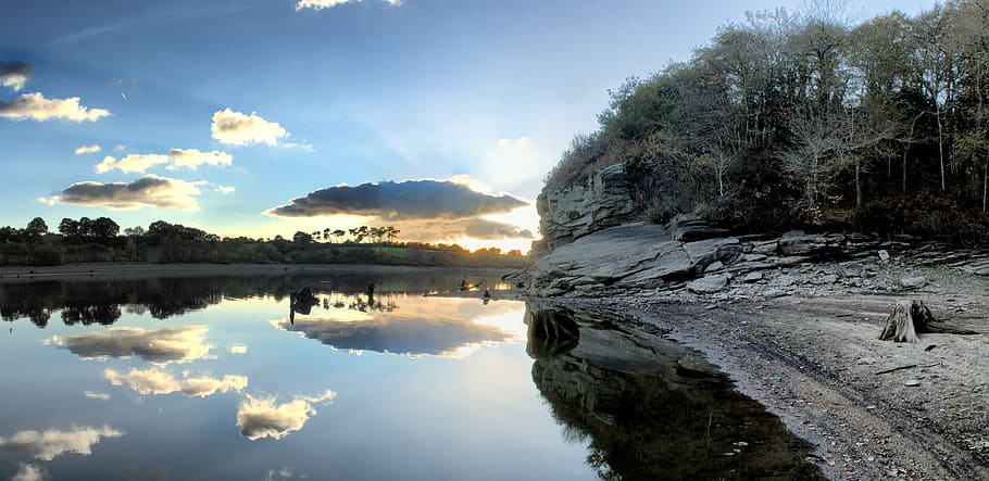 lake, landscape, sky, water, reflection, tranquility, cloud - sky HD wallpaper