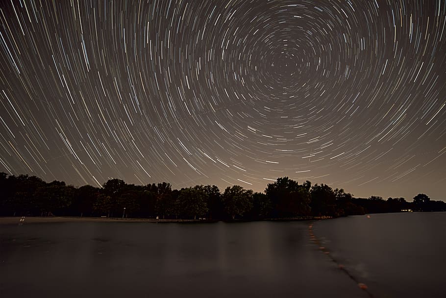 Long Exposure Milyway, dark, evening, landscape, nature, night HD wallpaper