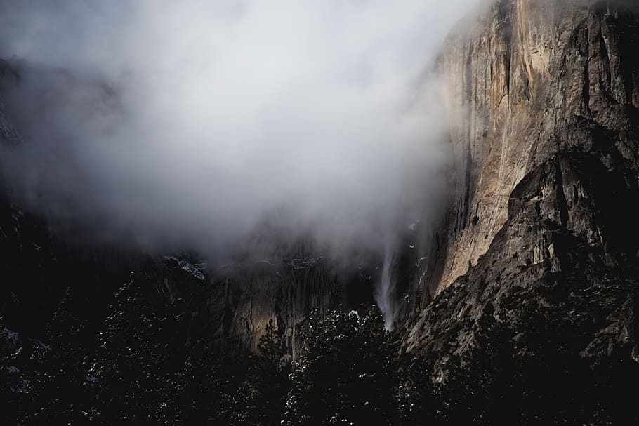 cloud, snow, winter, californium, mountain, yellow, gray, brown HD wallpaper