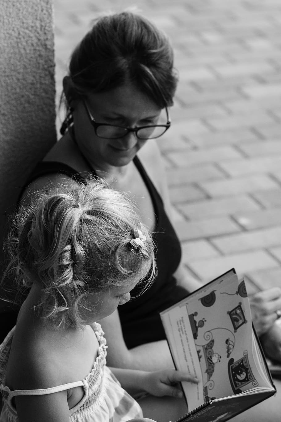 story, girl, woman, mom, daughter, reading, glasses, learning