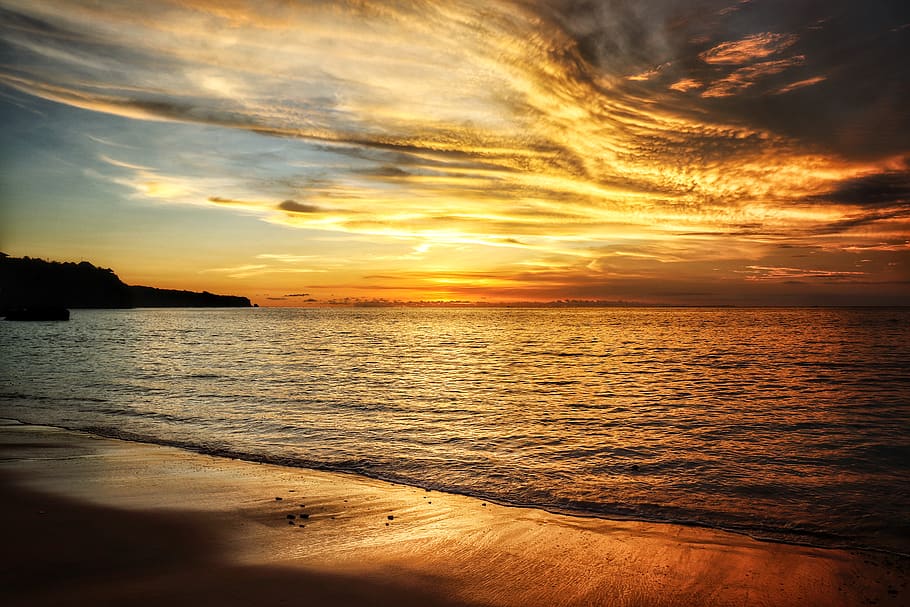 sky, water, sunset, cloud - sky, sea, scenics - nature, beauty in nature HD wallpaper