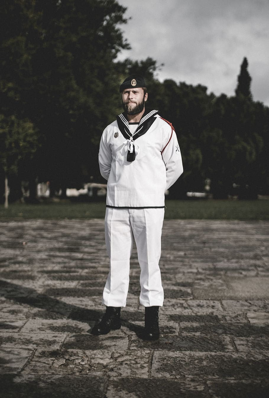 man wearing uniform standing outdoors, fujifilm x, in uniform, HD wallpaper