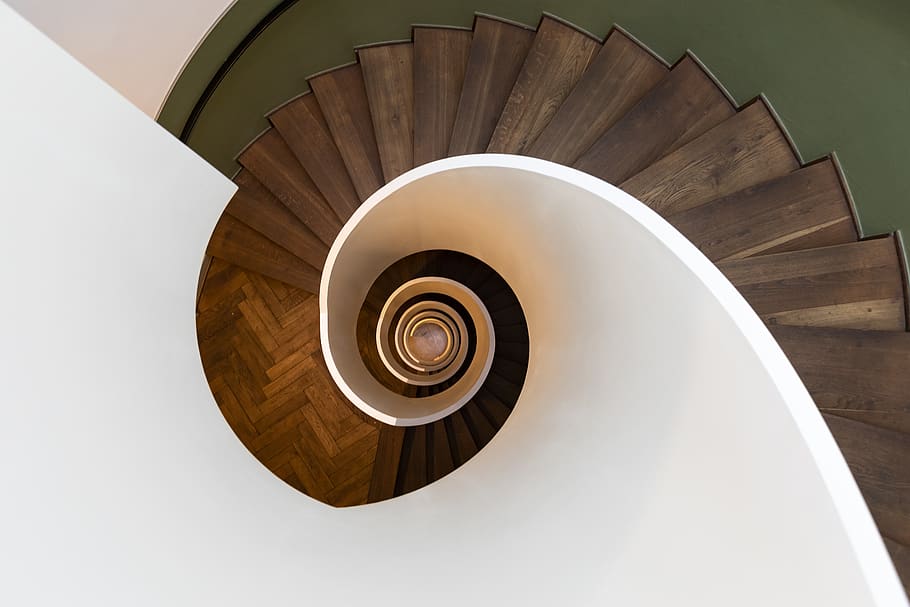spiral, spiral staircase, steps and staircases, railing, architecture HD wallpaper