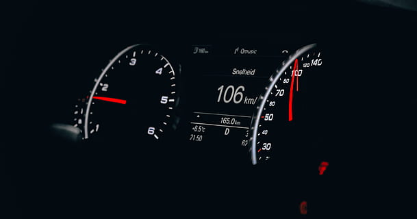 black car analog instrument panel cluster, control panel, speedometer HD wallpaper