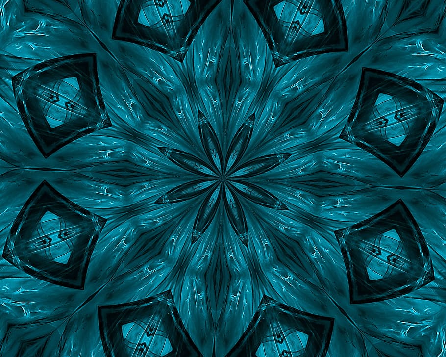 blue, fractal, oval, background, decoration, ornament, color HD wallpaper