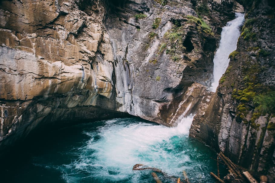 water, rock, pool, waterfall, rock formation, rock - object HD wallpaper