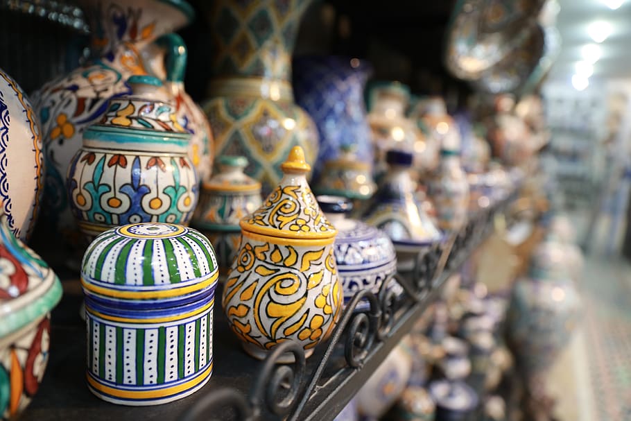morocco, fes, pots, pottery, art and craft, creativity, choice, HD wallpaper