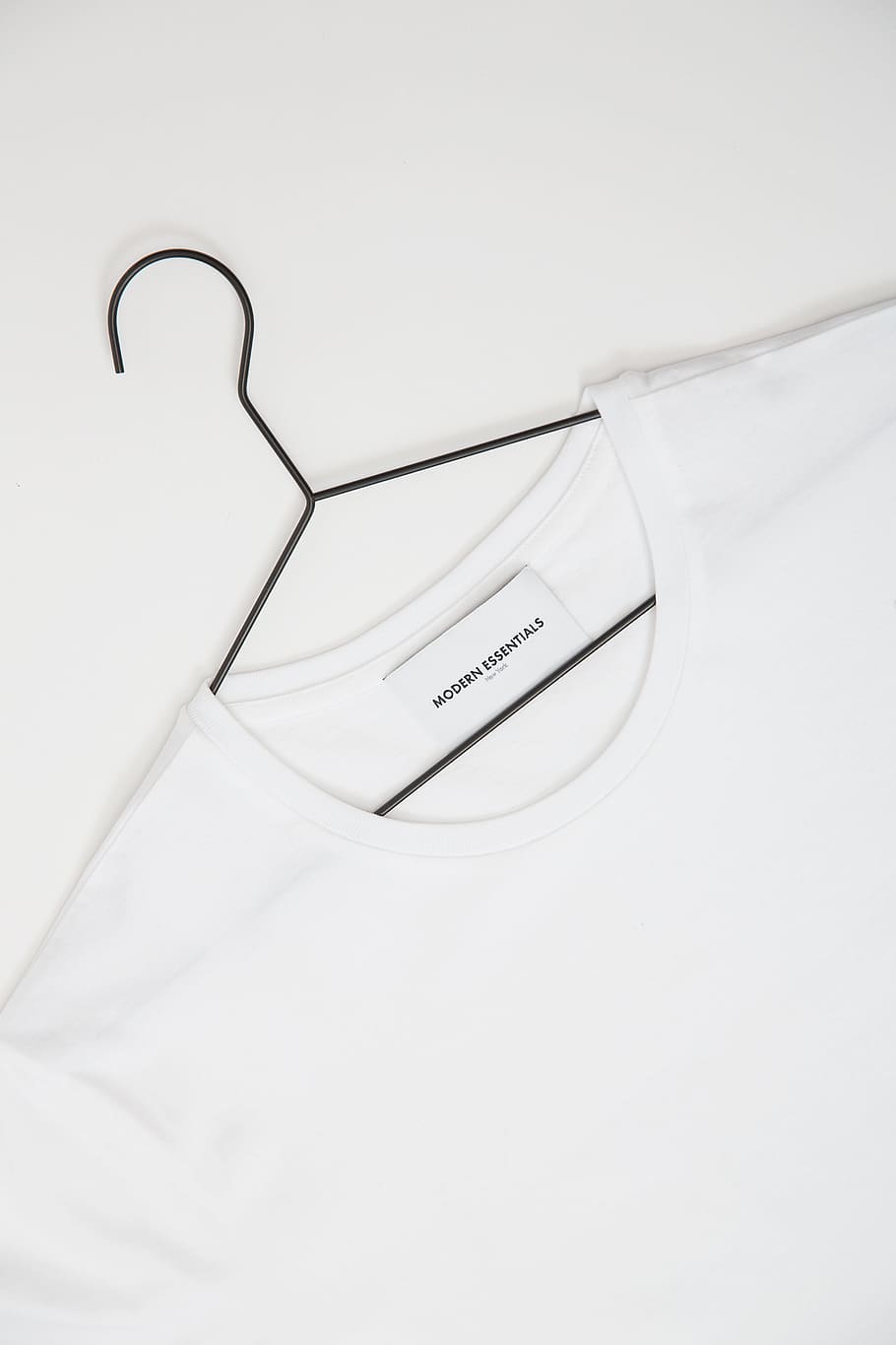 white Modern Essentials crew-neck shirt, brand, minimal, minimalism, HD wallpaper