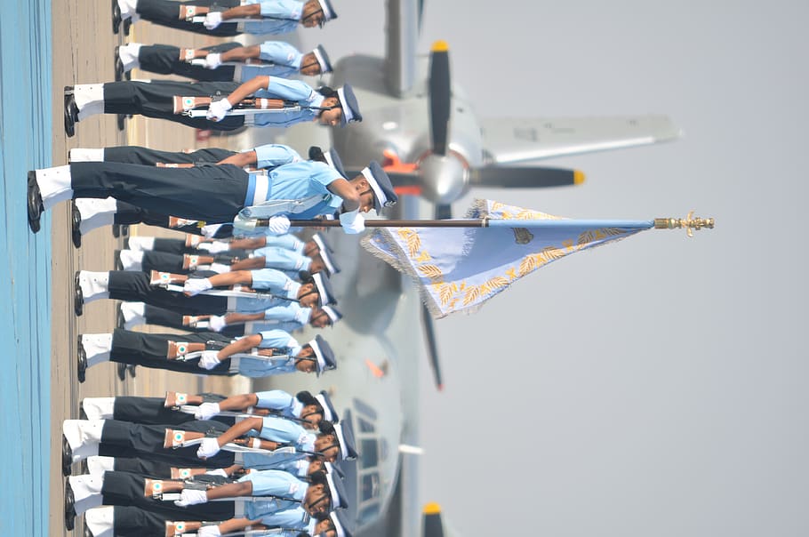 parade, march, salute, plane, in a row, large group of objects HD wallpaper