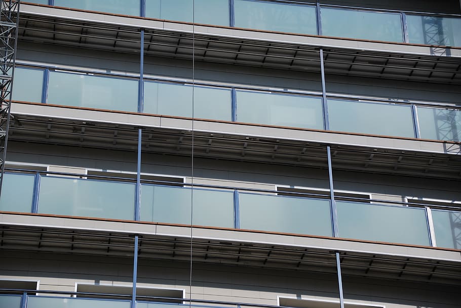 high-rise building, construction, window, office building, scaffolding HD wallpaper