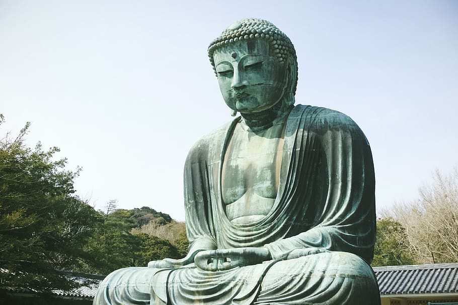 japan, kamakura-shi, kōtoku-in, buddha, sculpture, statue, HD wallpaper