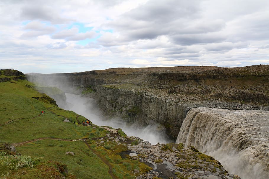 waterfall, gigantic, large, impressive, gorge, grave stetten HD wallpaper