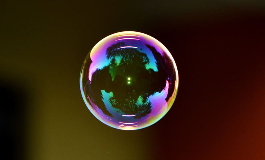 Macro Focus Photo of a Bubble, colorful, rainbow, reflection HD wallpaper