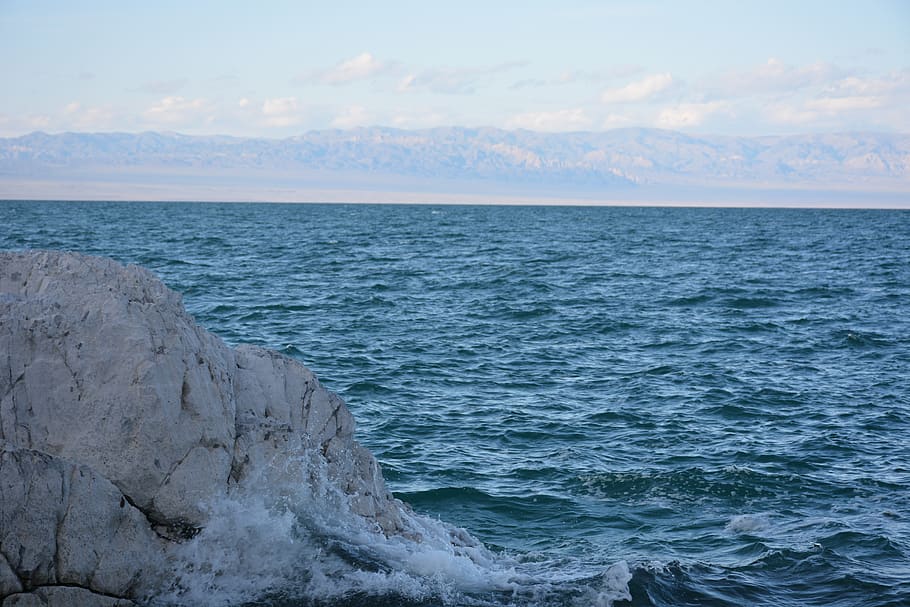 lake, rock, nature, sea, sky, water, beauty in nature, scenics - nature HD wallpaper