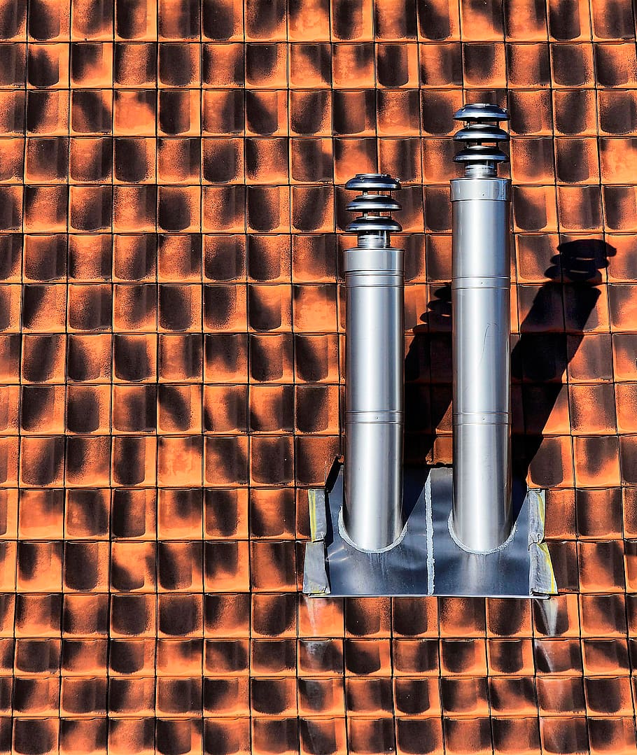 abstract, detail, roof, tile, chimney, duct, exhaust, pipe, HD wallpaper