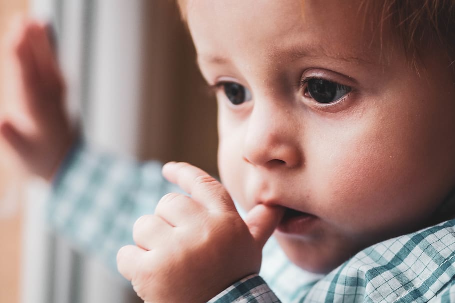 baby's face, childhood, portrait, headshot, one person, looking HD wallpaper