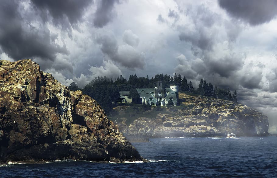 ocean, house, home, beach, clouds, water, cloud - sky, architecture HD wallpaper