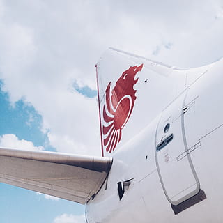 white airplane, vehicle, aircraft, transportation, jl. bandara hang nadim HD wallpaper