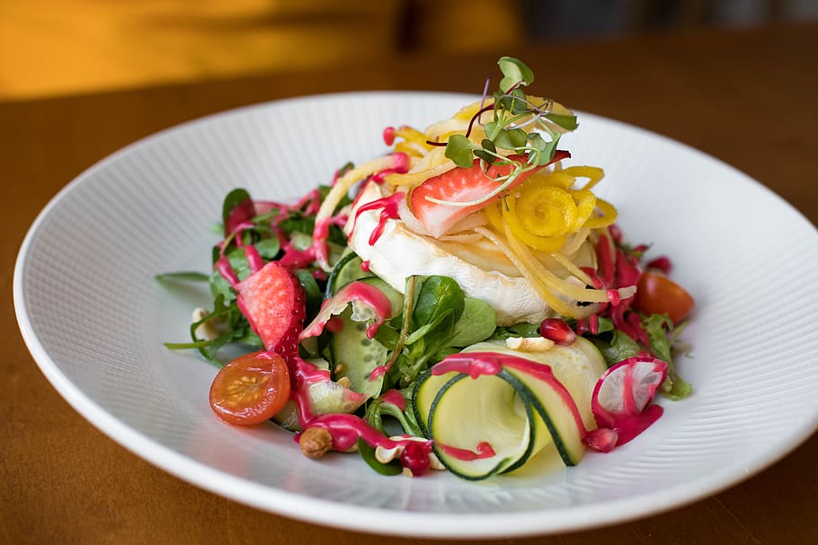 Photo of Salad on Plate, appetizer, blur, close-up, delicious HD wallpaper