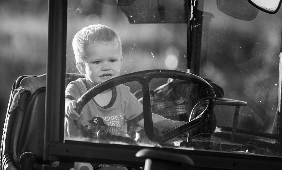boy, tractor, fun, child, happy, children, happiness, play HD wallpaper