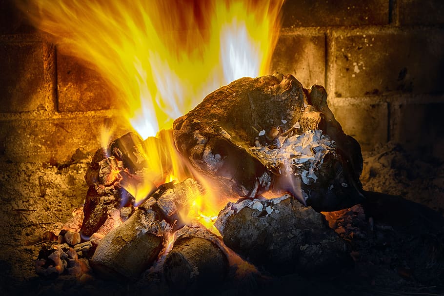 fire, flame, blaze, bonfire, campfire, wood, fireplace, motion HD wallpaper