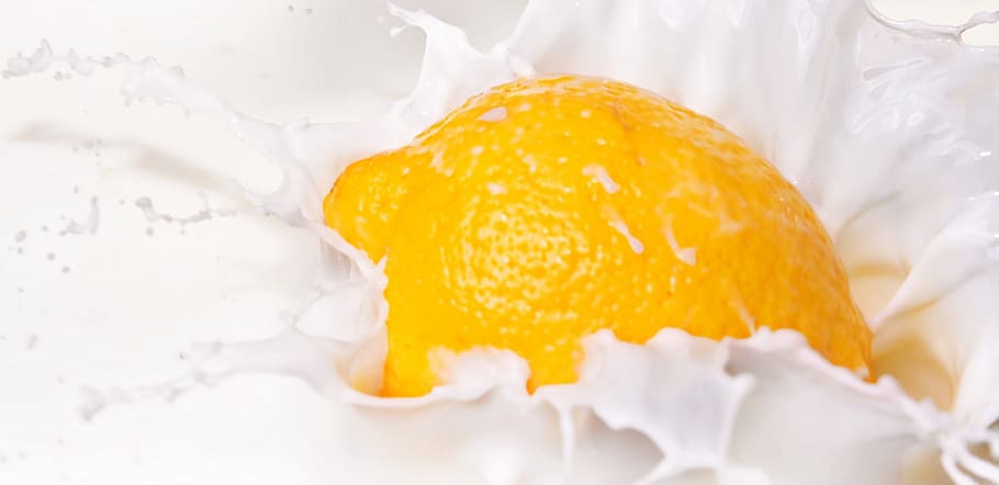 lemon, yellow, milk, splashing, close-up, closeup, diet, dieting HD wallpaper