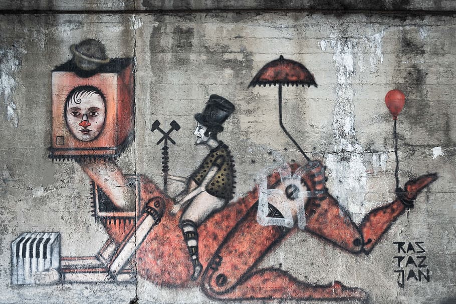 man riding robot wall mural, wall - building feature, art and craft HD wallpaper