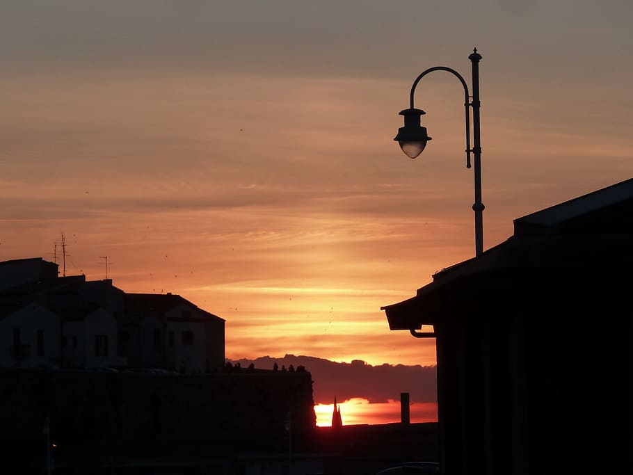 italy, termoli, sunset, sky, orange color, built structure HD wallpaper