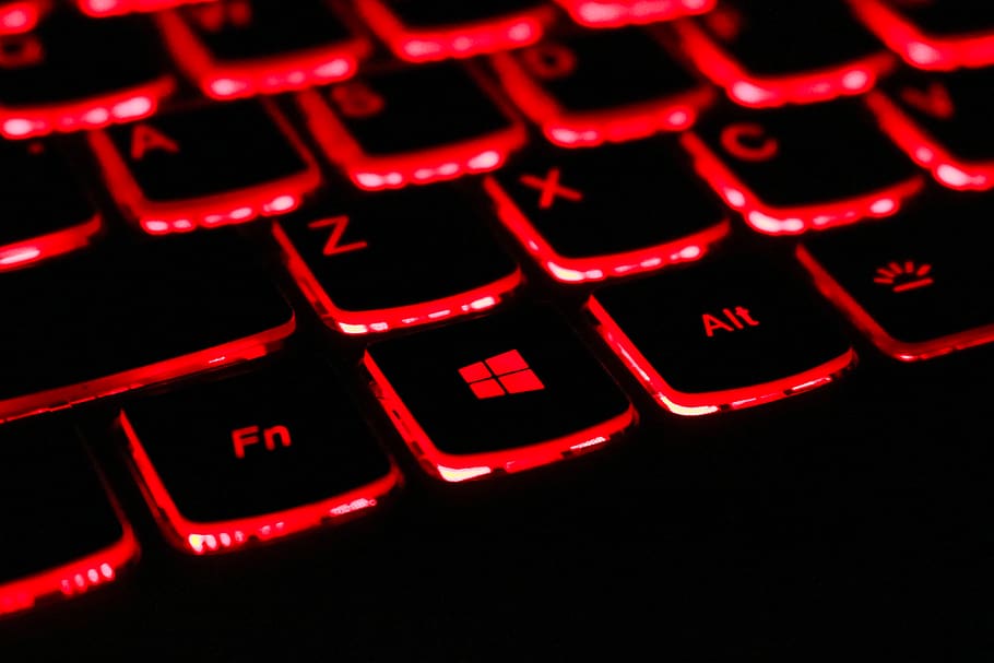 black and red laptop keyboard, computer equipment, computer keyboard, HD wallpaper