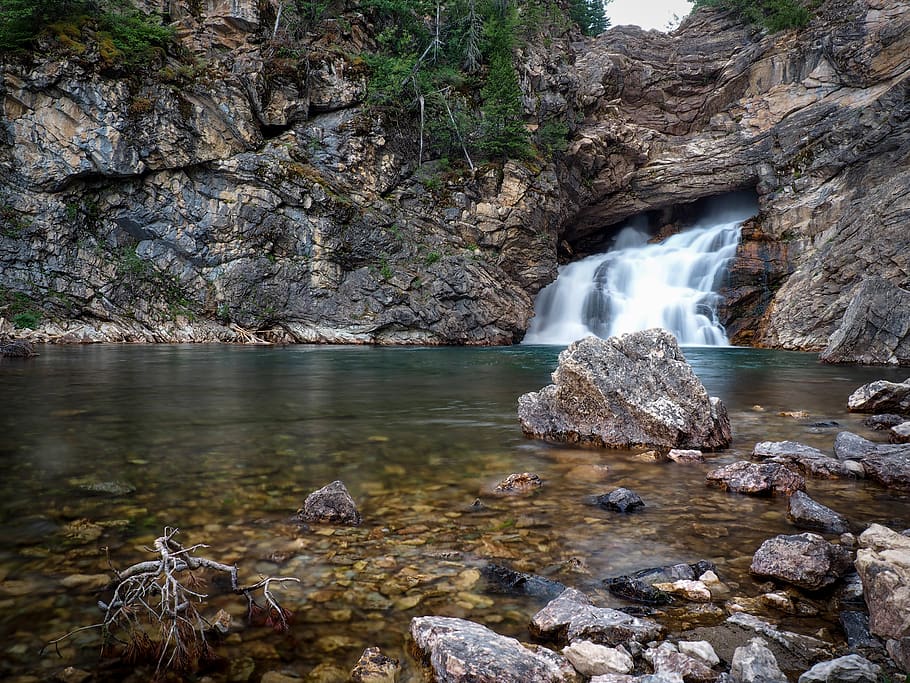 waterfalls, running eagle falls, outdoors, creek, stream, nature HD wallpaper