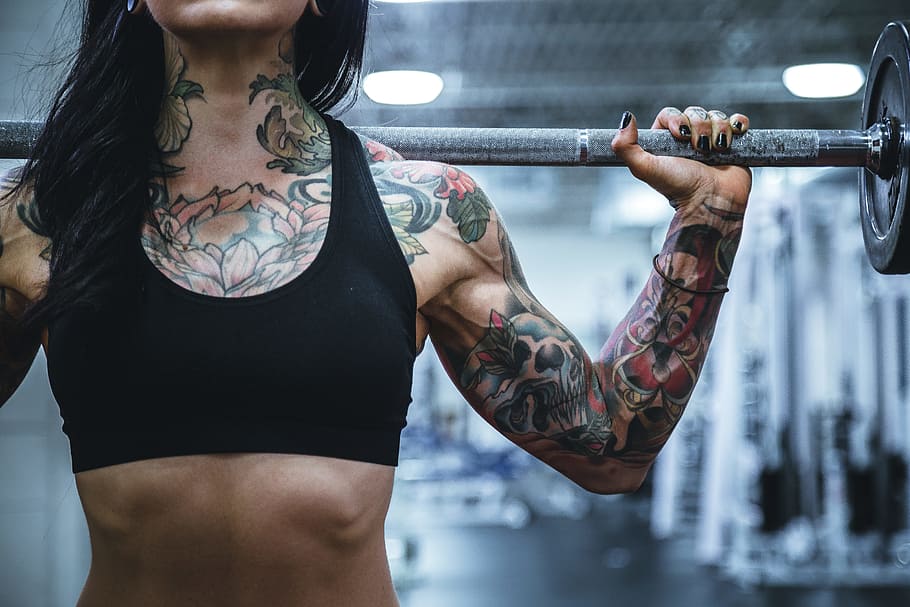 HD wallpaper: woman carrying barbell, female, tattoo, weight, body builder  | Wallpaper Flare