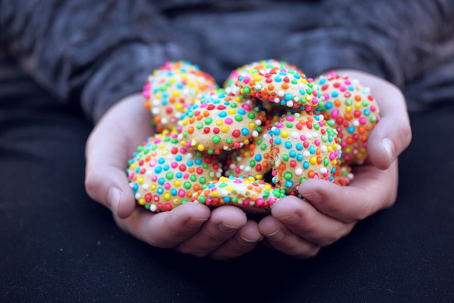 baked cookies, food and drink, sweet food, multi colored, indulgence HD wallpaper