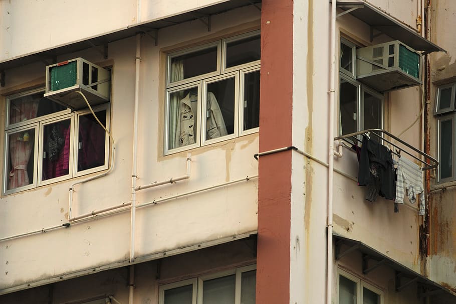 AC unit on window, built structure, architecture, building exterior HD wallpaper