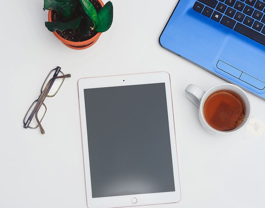 Ipad Beside Mug, computer, device, electronics, flatlay, laptop HD wallpaper